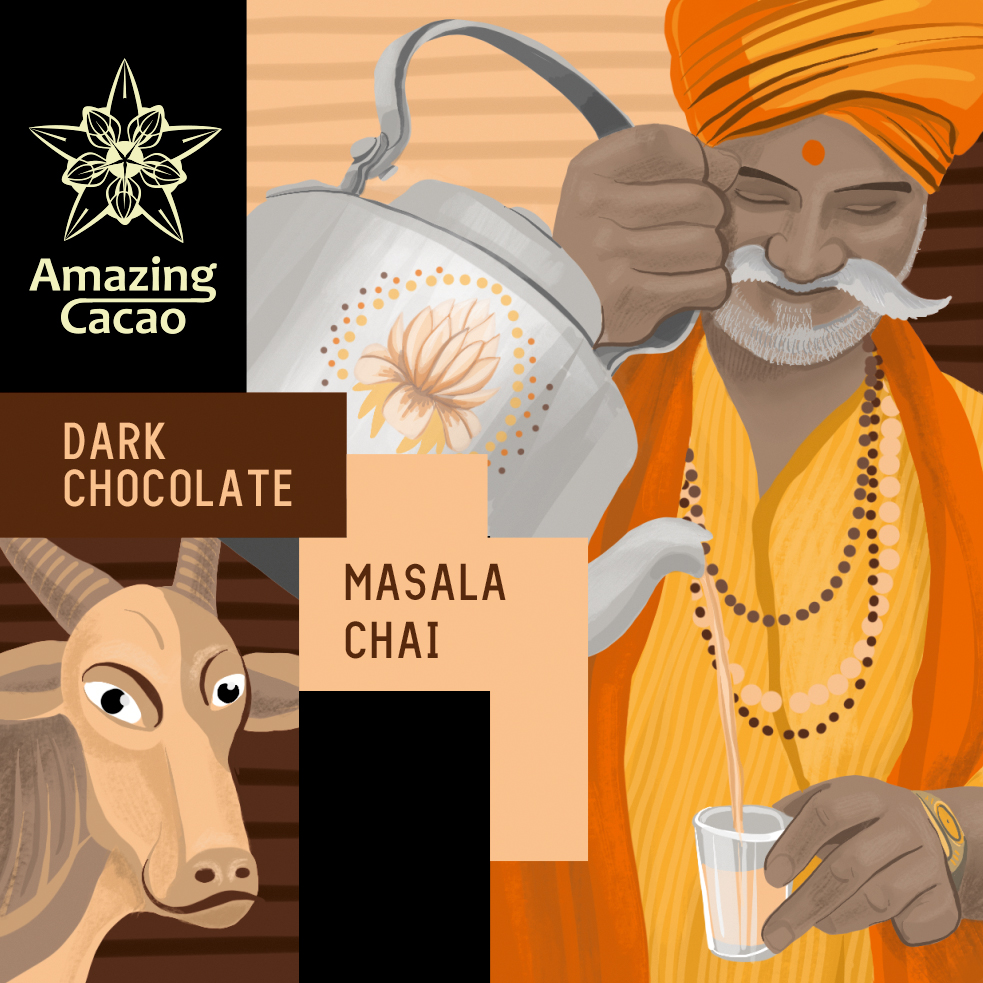 картинка Dark chocolate 70%  with filling Masala Chai 
